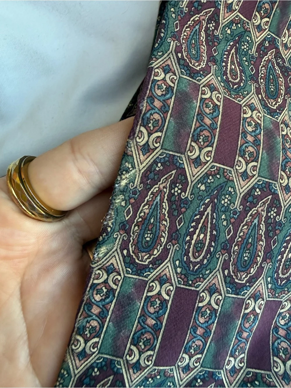 Vintage Silk Paisley Tie in Burgundy and Green Cambridge Classics